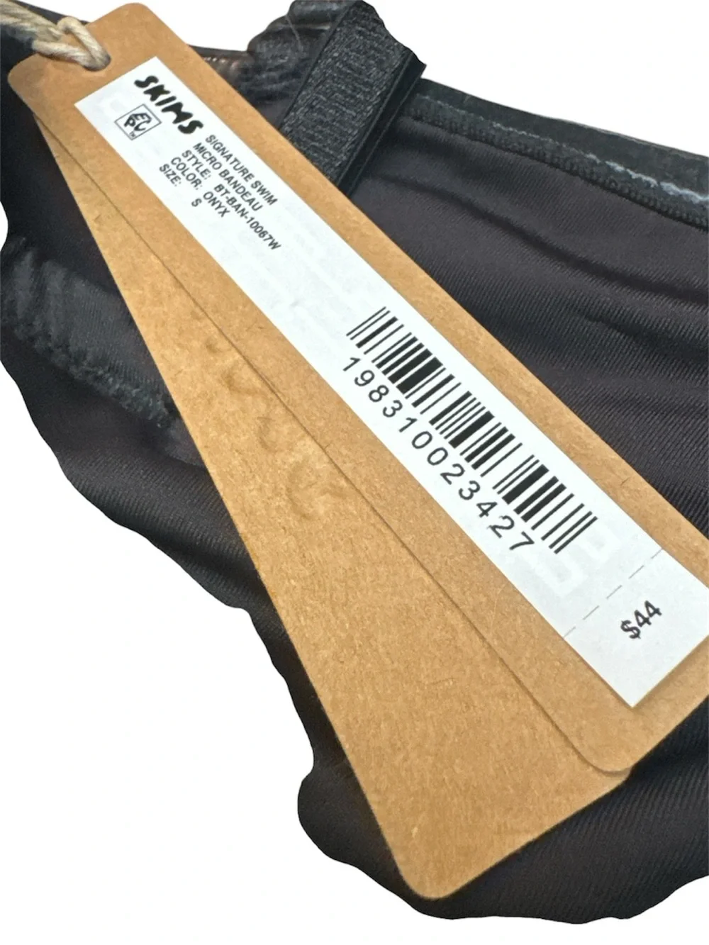 NWT Skims - Onxy Black Signature Swim Micro Bandeau Top with Detachable Straps